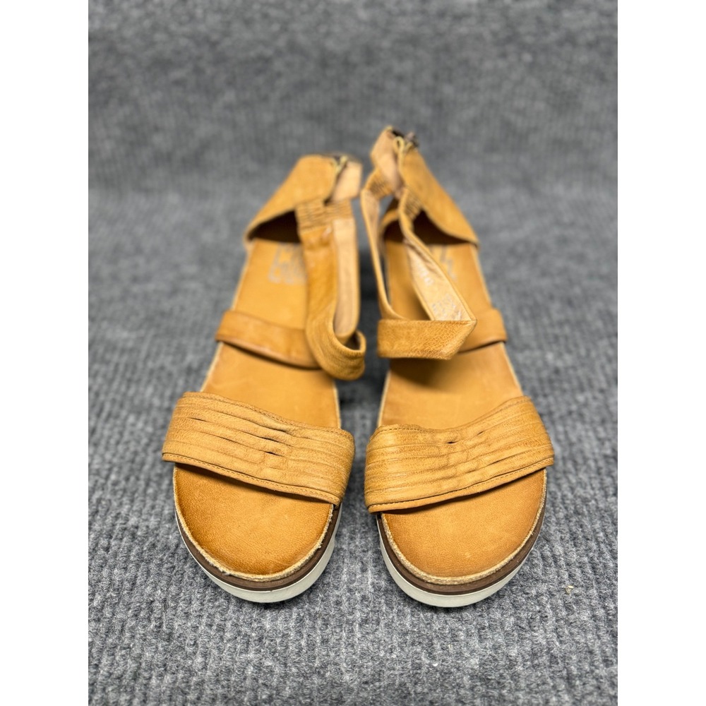 Miz Mooz Trace Leather Platform Sandals Ochre Yellow EU 42 US 10.5-11 Back Zip